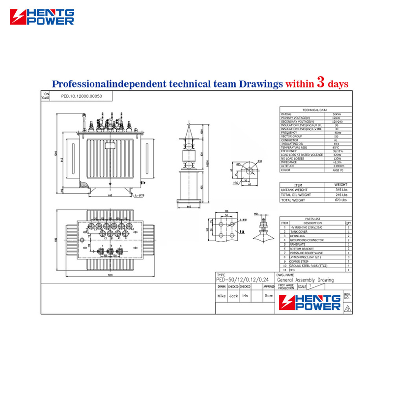 Electric Step Down Power Transformer MV HV Oil Immersed Distribution Transformer 500kva 1000Kva