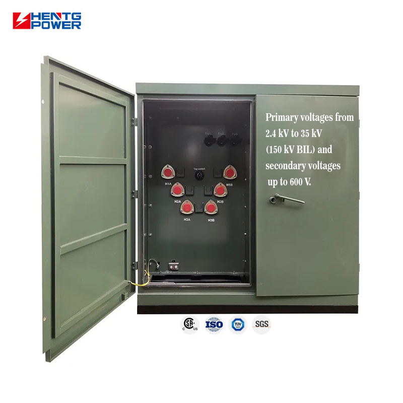 750kVA Core Type 3 Phase Transformer , Oil Type Pad Mounted Transformer IP55 Rating