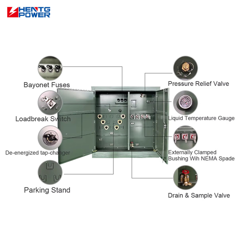 Metal Enclosure MV HV Three Phase Pad Mounted Transformer 75KVA-2500KVA IP55 Protection