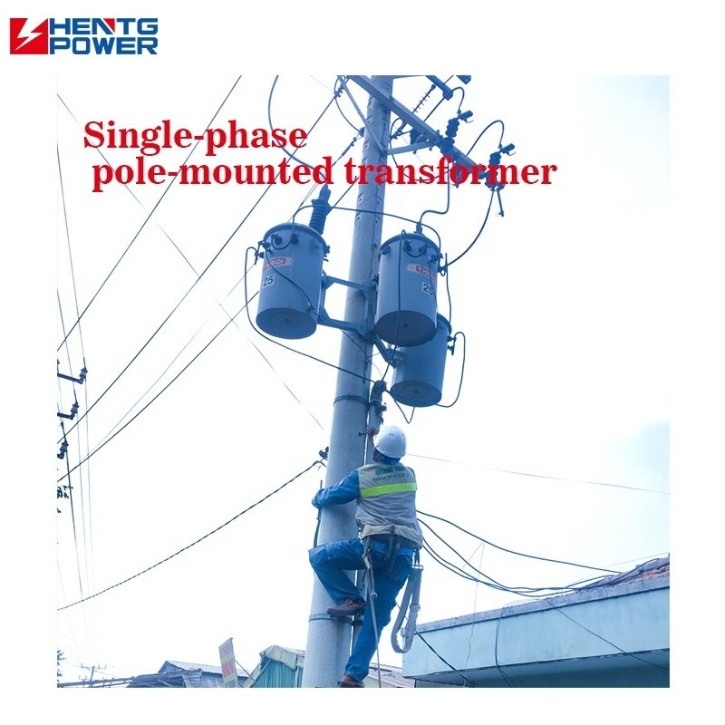 Oil Cooling Single Phase Pole Mounted Transformer 25Kva To 100Kva Wound Core Design