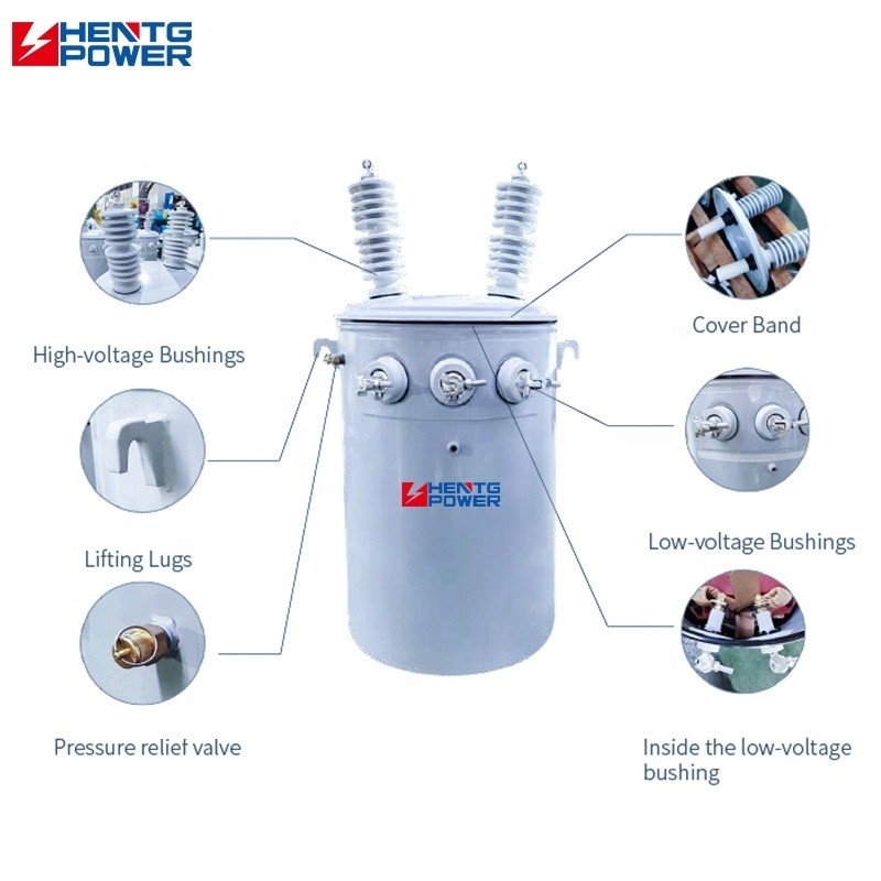 Aluminum Winding Oil Immersed Distribution Transformer 167kva 75kva 37.5kva Pole On Pole