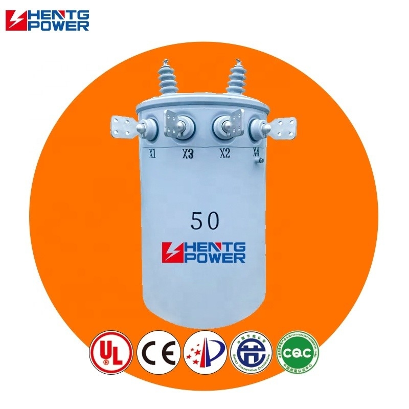 Single Phase Pole Mounted Distribution Transformer Oil Cooling 15kVA 37.5kVA 100kVA 75kVA