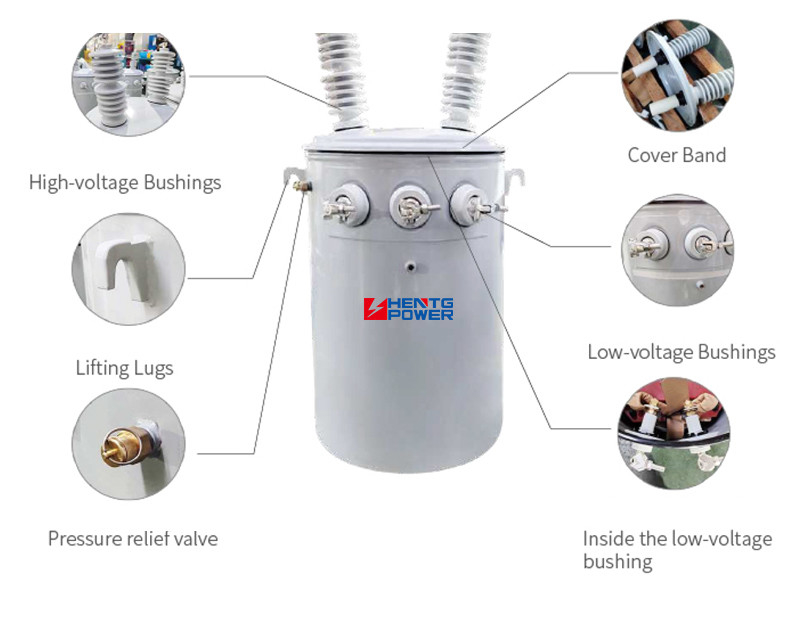 Variable Voltage Oil Immersed Distribution Transformer Mv Hv Pole Mounted Class H Insulation