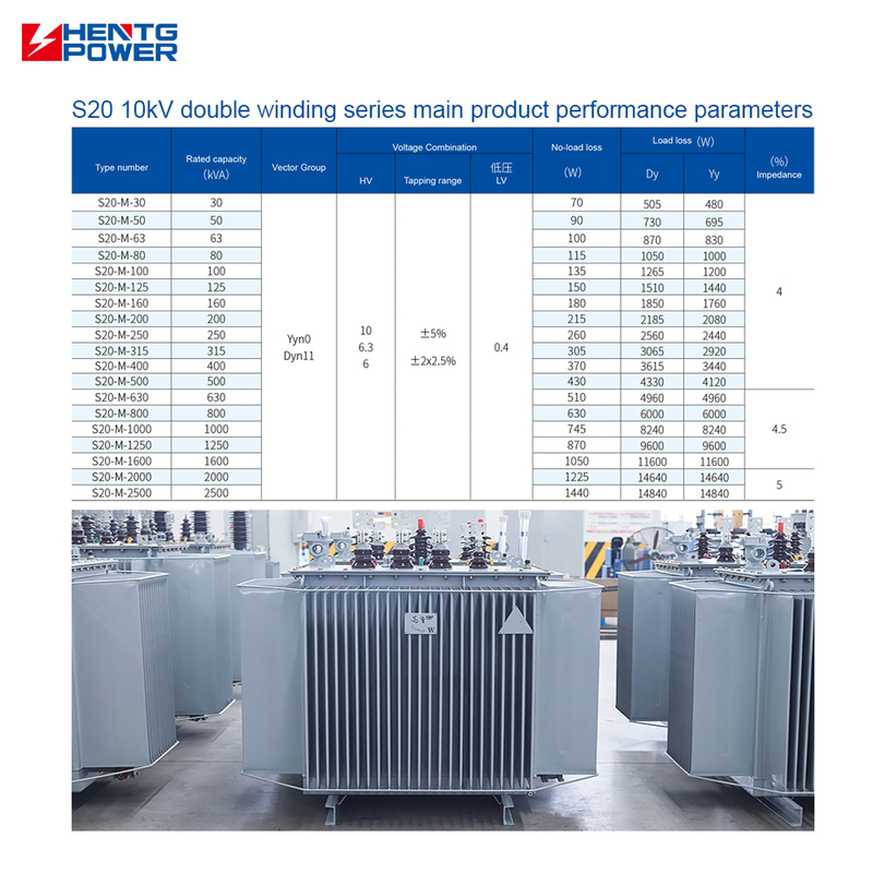 S13 Oil-immersed Transformer with Short-Circuit Impedance 4-6% and Output Voltage 220V 380V 400V 415V - CE Certified Oil Immersed Power Transformer