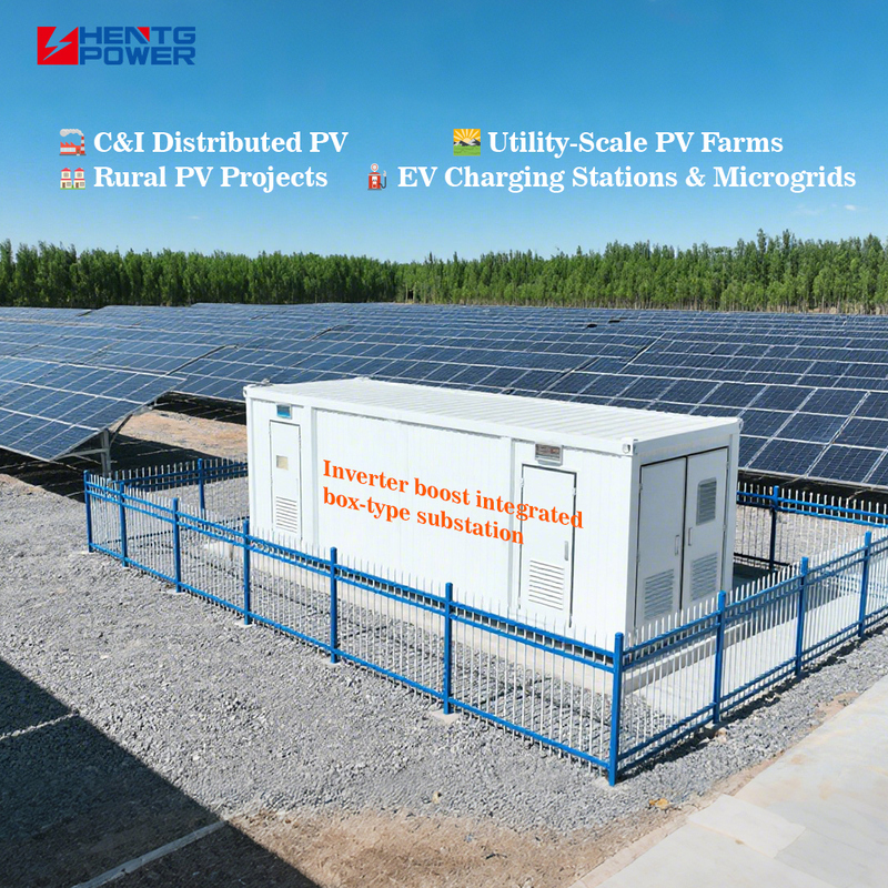 HENTG Power 12kV Rated Voltage 200kva Rated Capacity 50/60Hz Frequency Photovoltaic Box Type Substation for Industrial Applications