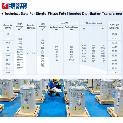 One Phase Pole Mounted Transformer Self Cooled 98% Efficiency For Power Distribution